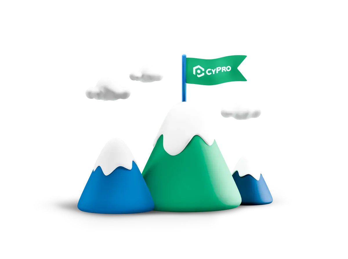 3D mountain summit with a flag, for the PHP 7.4 to 8.3 route