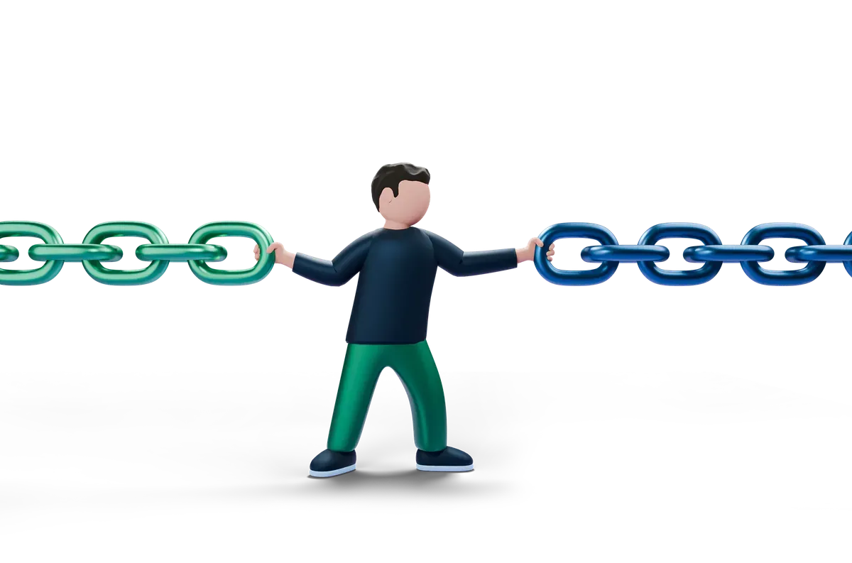 3D figure held between chains, for Amazon Linux 2 past end of support
