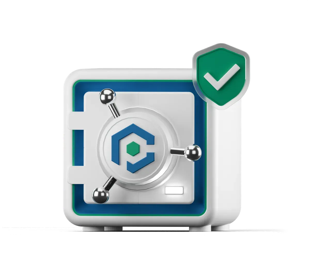 3D secure vault with a green tick, for a backup you can restore