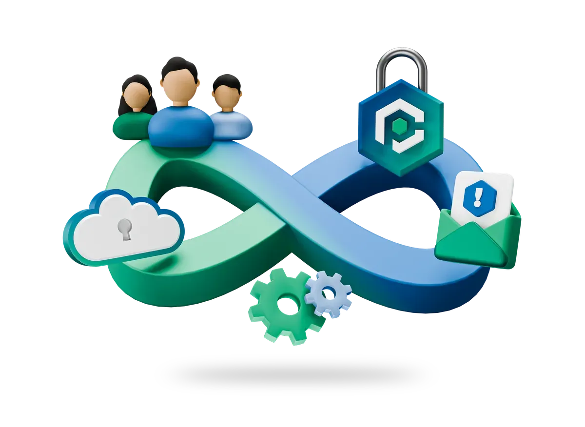 3D loop of cloud, gears and padlock, for PHP 8.5.12 container images